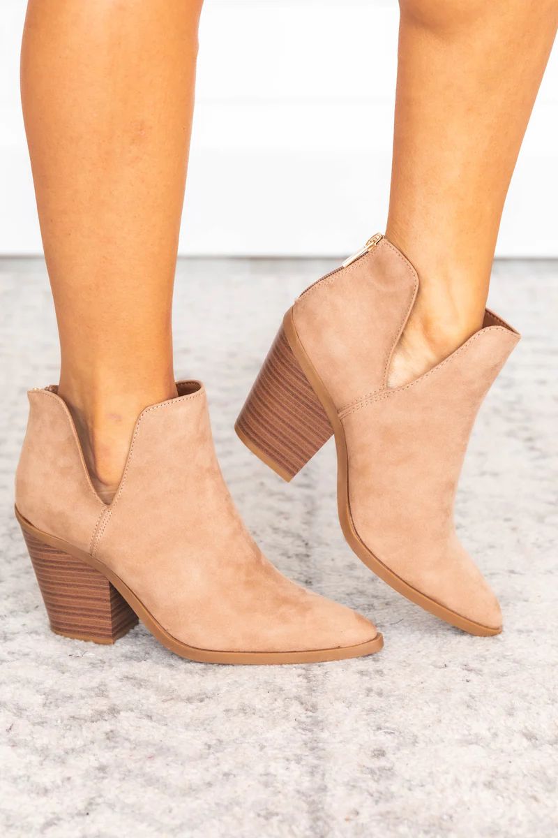 Mila Taupe Booties | The Pink Lily Boutique