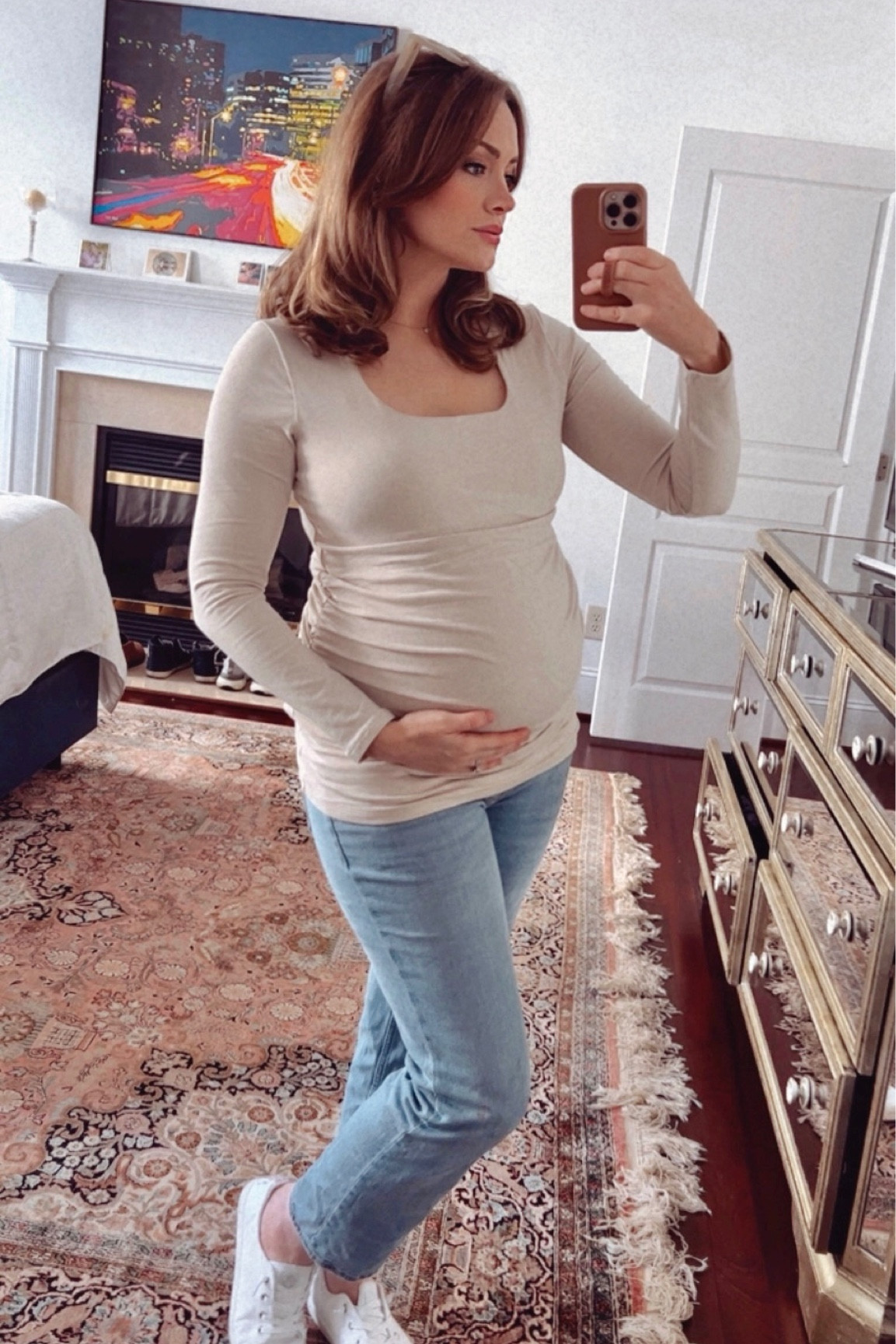 Cute & comfy maternity outfit from A&F! Wearing my normal pre-pregnancy size:) Also, these are pretty much the only shoes I wear these days🤣I have them in all the colors and size up a half size. They are so comfortable and go with everything!

#LTKbump #LTKSeasonal