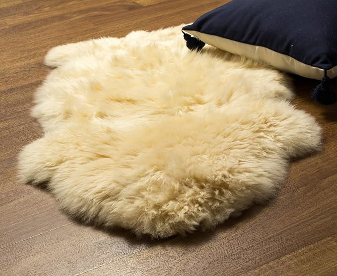 Premium Champagne Sheepskin Rug Genuine Single 2x3ft Pelt Fluffy Fur Seat Cushion and Chair Cover | Amazon (US)