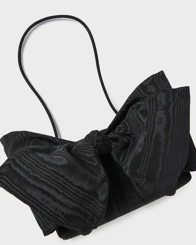 Valerie Black Moiré Bow Clutch | Loeffler Randall