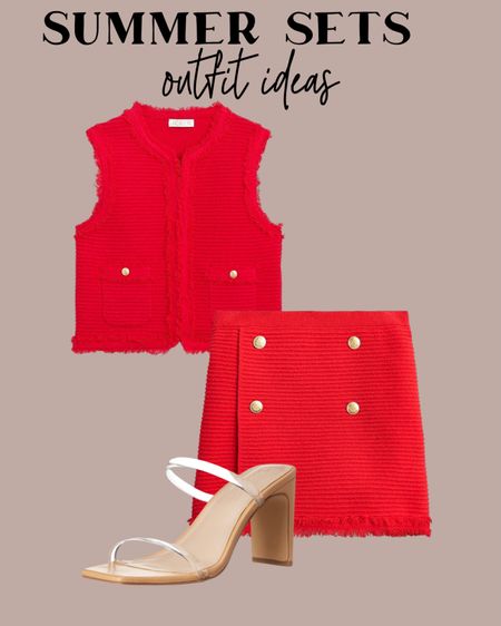 Matching tweed set skirt and vest clear heels 

#LTKsalealert #LTKfindsunder100