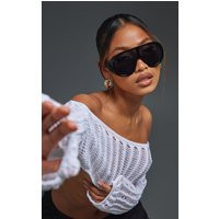 Black Super Oversized Goggle Visor Sunglasses | PrettyLittleThing UK