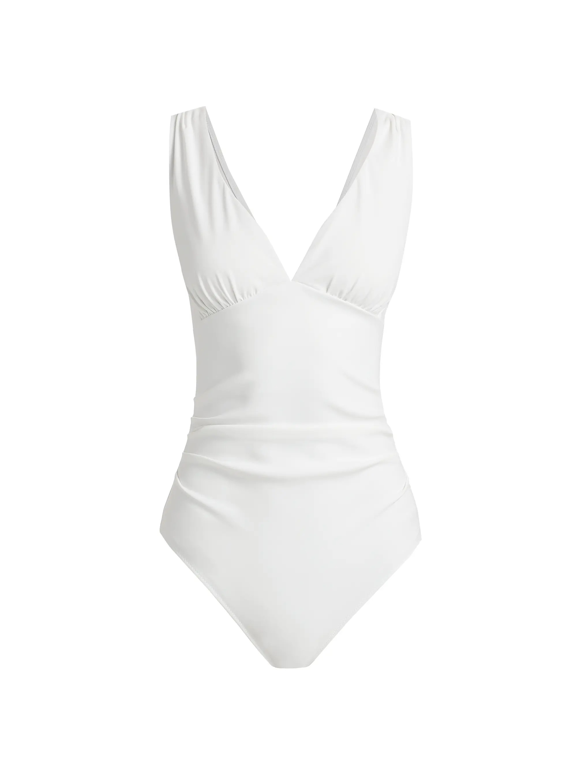 Nadez Ruched V-Neck One-Piece Swimsuit | Saks Fifth Avenue