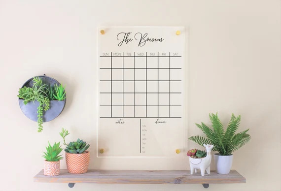 Acrylic Calendar | Home Decor | Office Decor | Dry Erase Wall Calendar | Family Calendar | Housew... | Etsy (US)