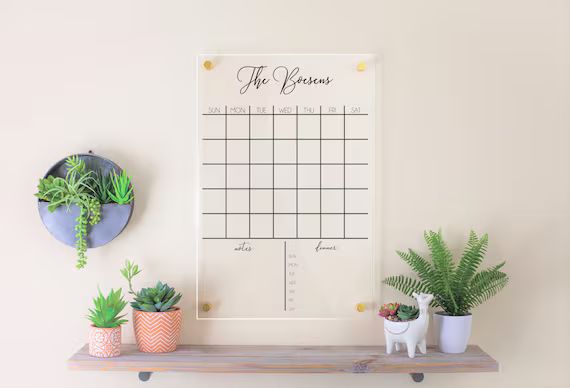 Acrylic Calendar | Home Decor | Office Decor | Dry Erase Wall Calendar | Family Calendar | Housew... | Etsy (US)