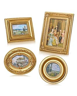 Geetery 4 Pcs Vintage Frames Set, Mini Antique Picture Frame Small Luxury Wall Frame Ornate Oval ... | Amazon (US)