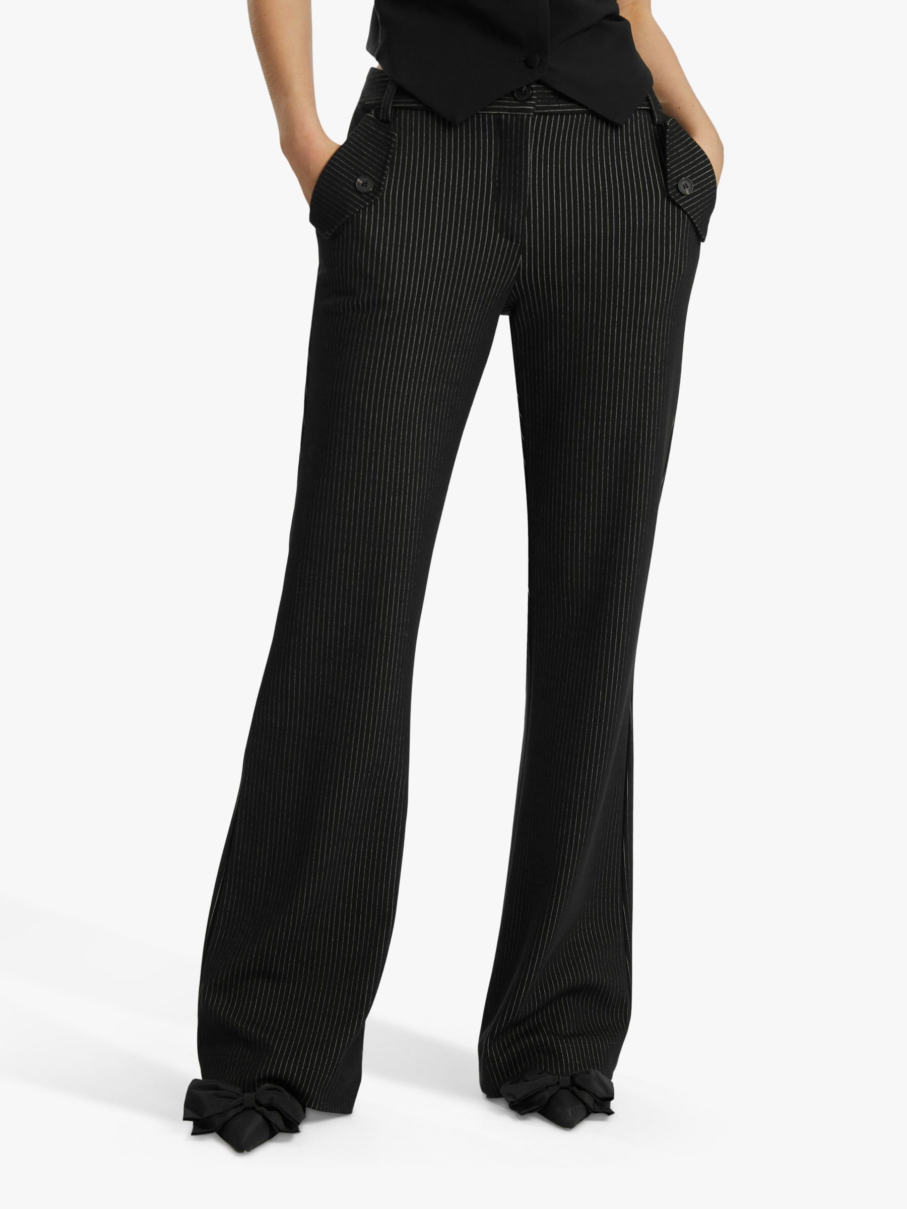 James Lakeland Pinstripe Tailored Trousers, Black | John Lewis (UK)