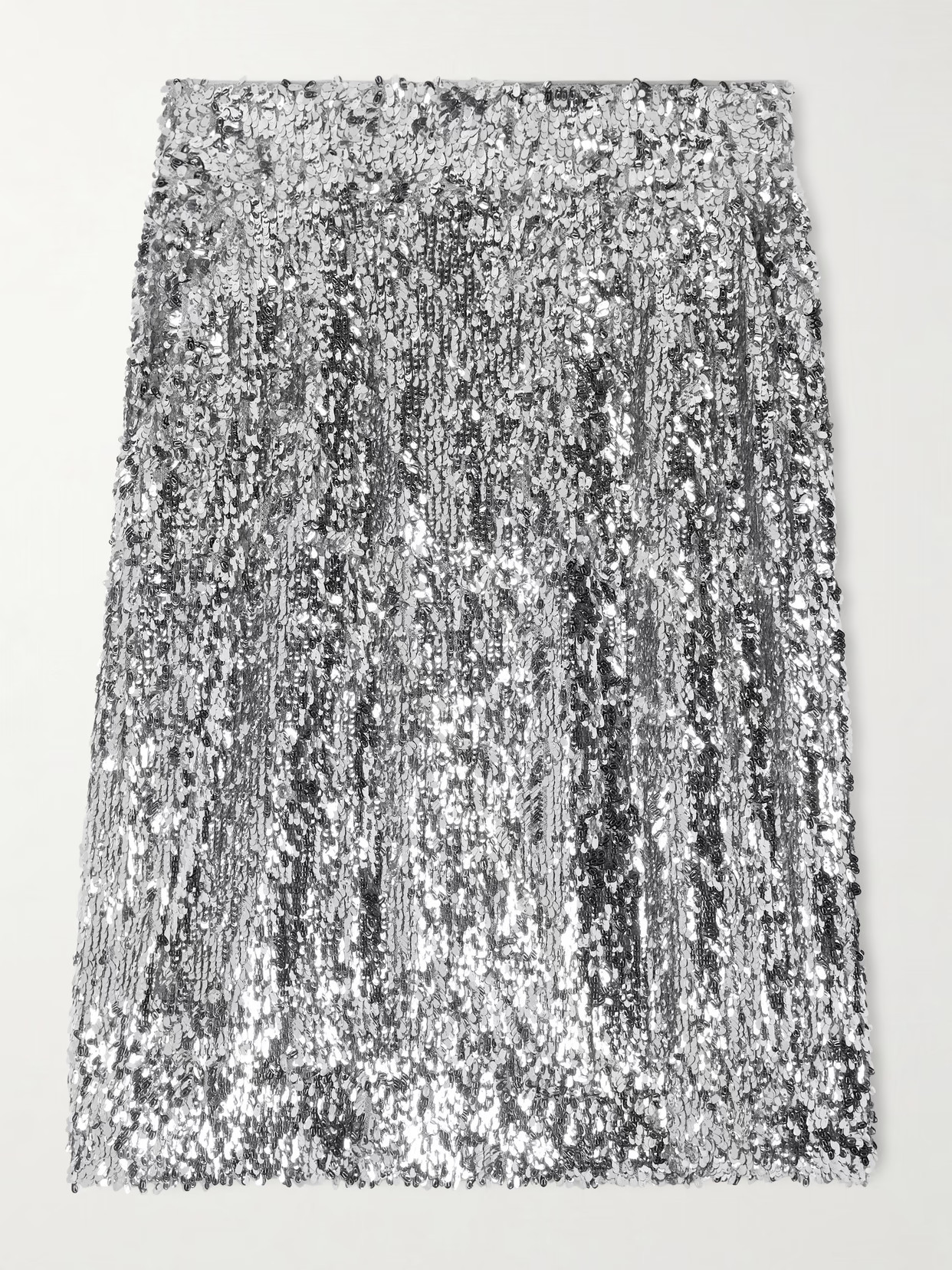 Dolce & Gabbana - Sequined Mesh Midi Skirt - Silver | NET-A-PORTER (UK & EU)