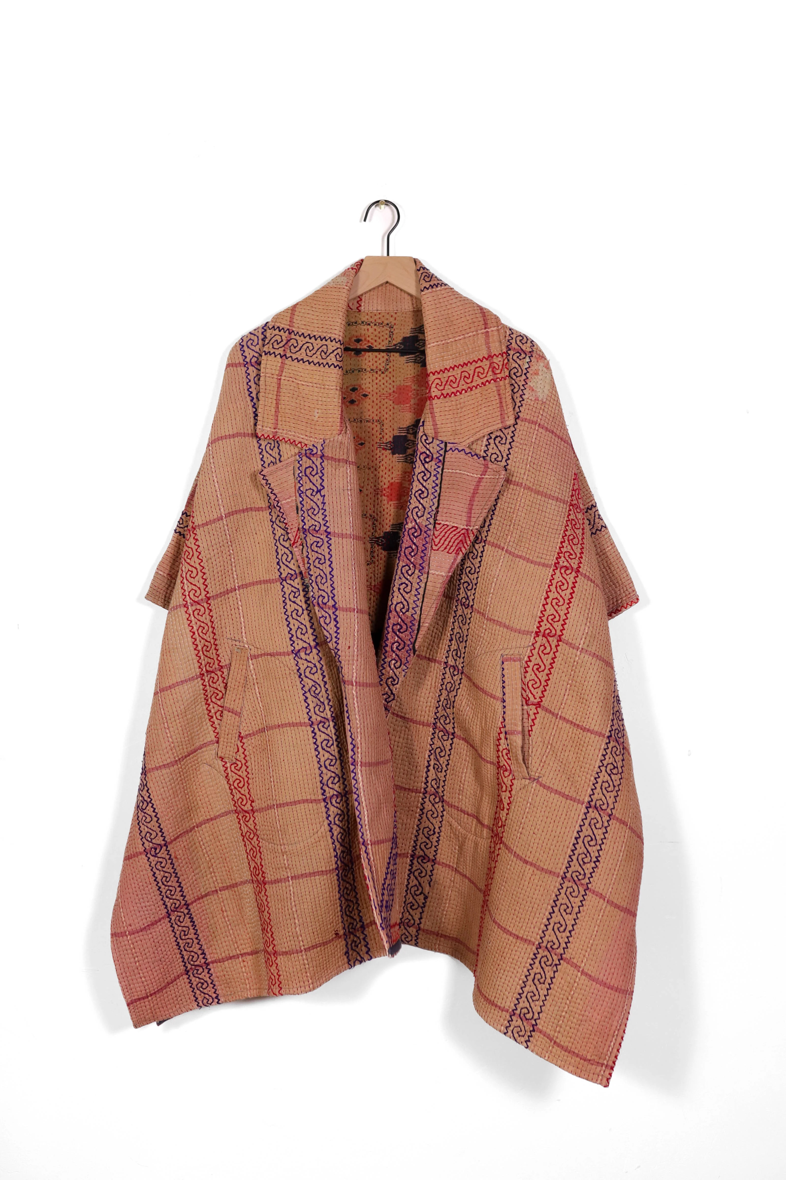 Vintage Kantha Blanket Coat The Round Top Blanket Coat | Sapana