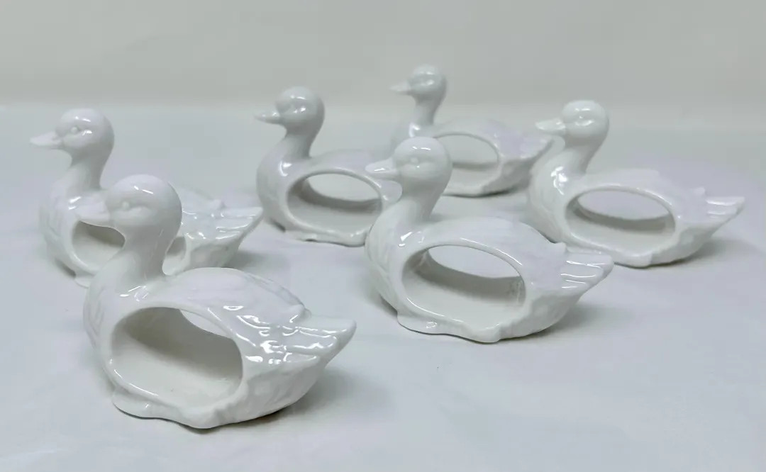 Set of 6 Stafford White Porcelain Napkin Rings Duck Farm Animals Table Dining - Etsy | Etsy (US)