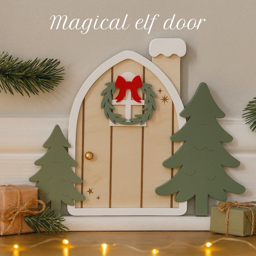 ✨ Bring the magic of the North Pole home ✨
This tiny wooden Elf Door is the cutest way to welcome your elf back! Each one is laser cut from birch wood with 3D acrylic details — and comes ready to stick to your wall with double-sided tape. Perfect for styling your Elf on the Shelf arrival, December 1st box, or Christmas nook. 🎄

🪄 6” tall
🎁 Adhesive backing included
🌲 Hand-crafted detail

Shop my Elf Door here 👉 [insert LTK link]
#LTKHoliday #ElfOnTheShelf #ChristmasDecor #KidsChristmasMagic #HolidayTraditions #NorthPoleDoor #ElfArrival #ChristmasHomeDecor #ArrowTownDesigns

#LTKKids #LTKSaleAlert #LTKHoliday
