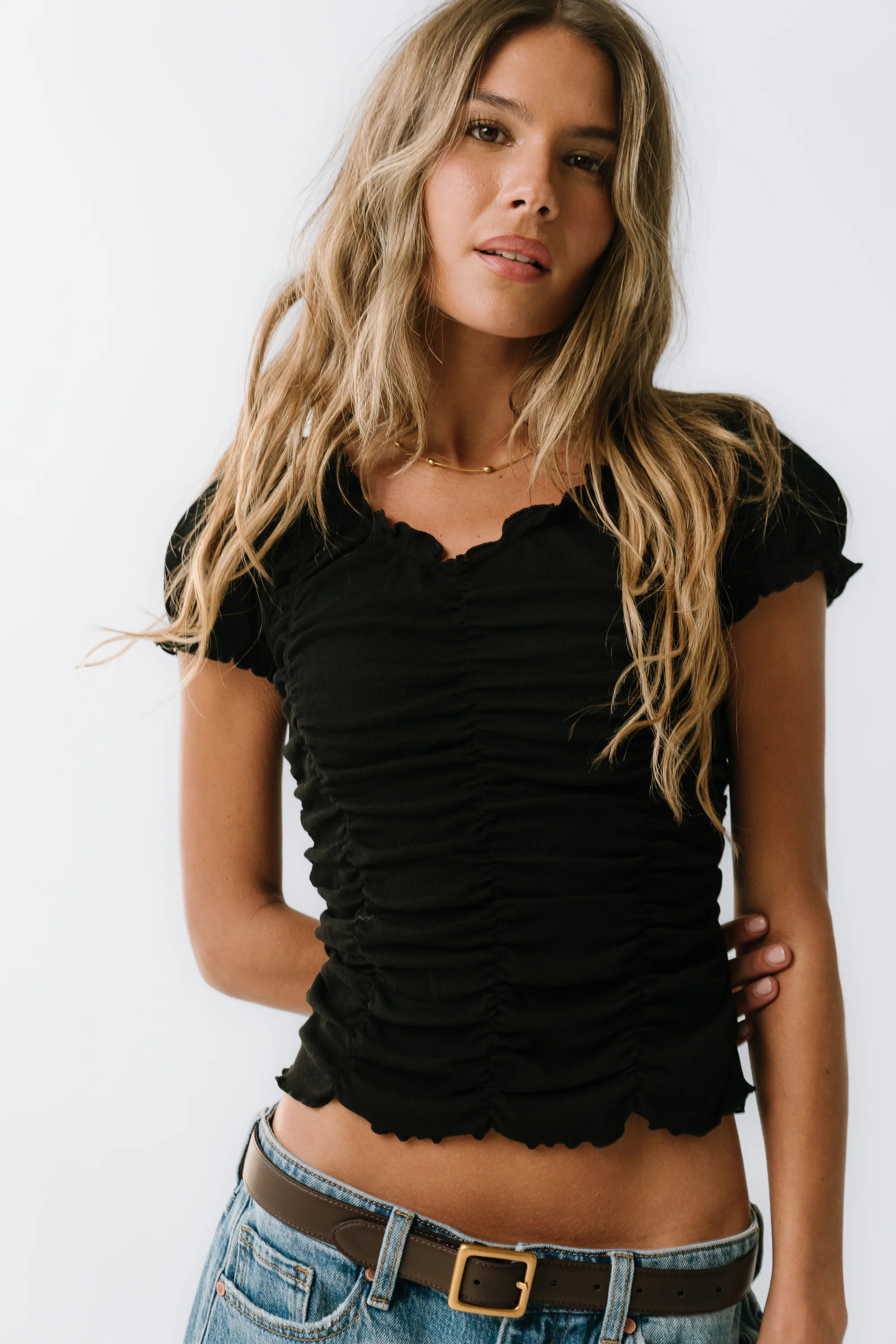 Regan Ruched Top in Black | Böhme US