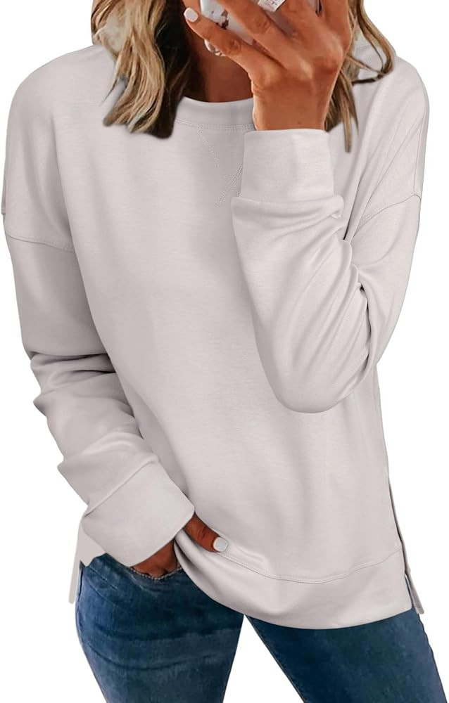Glamaker Women's Long Sleeve Crewneck Sweatshirt Air Essentials Soft Loose Pullover Sweatshirts | Amazon (US)
