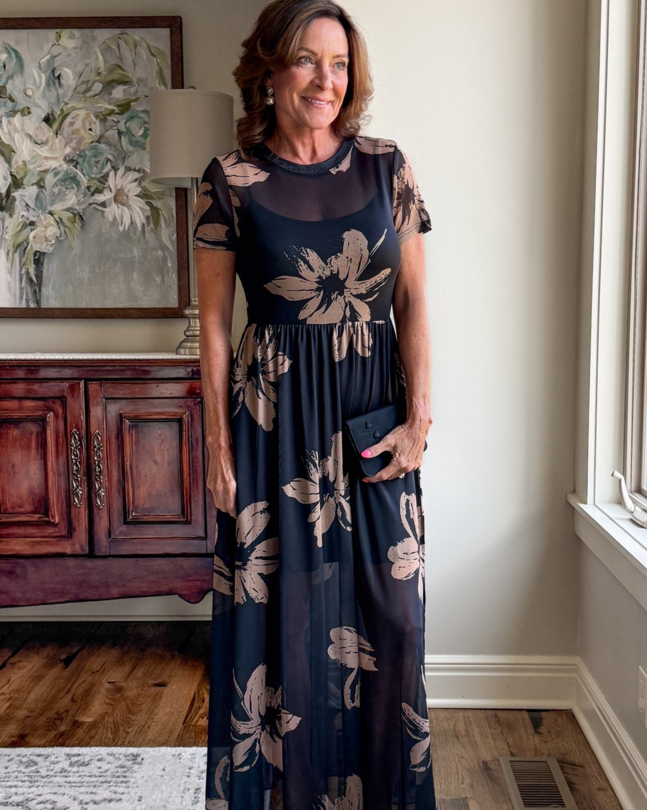 Summer maxi dress for special occasions. An evening cocktail party or wedding guest dress, this dress provides elegance and coverage. 

#maxidresses #cocktaildress #womenover50dress