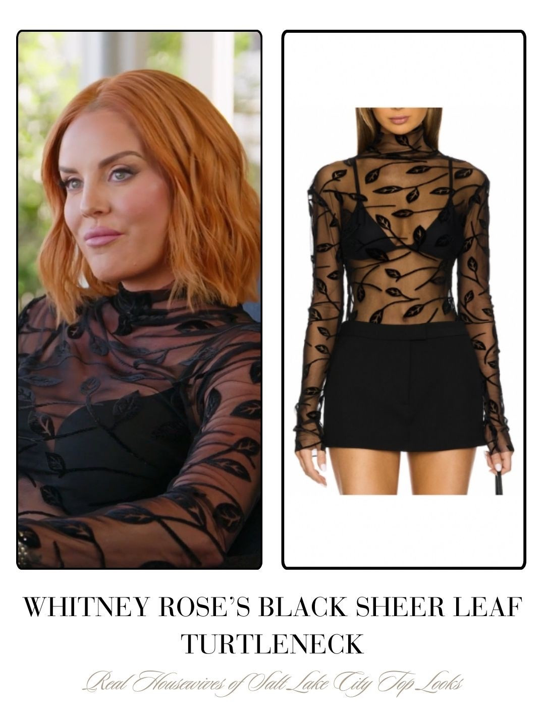 Whitney Rose’s Black Sheer Leaf Turtleneck 