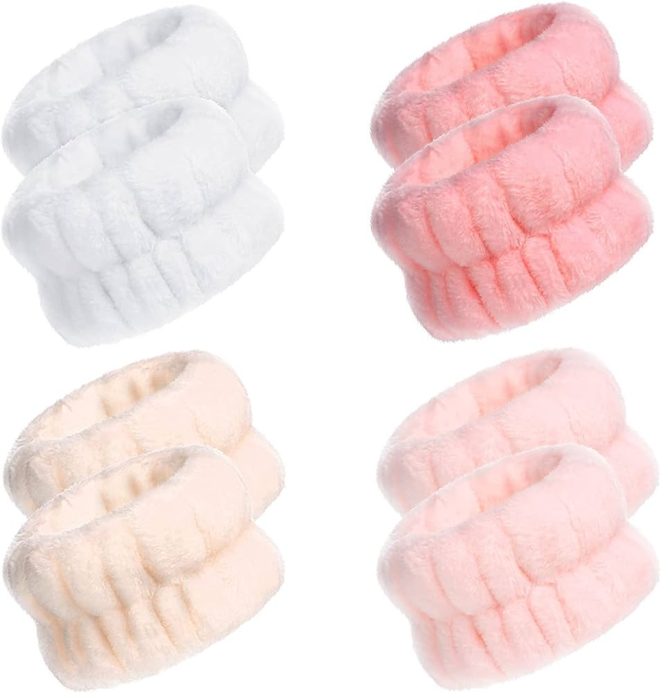 4 Pairs Wrist Spa Washband Microfiber Wrist Wash Towel Band Wristband Scrunchies for Washing Face... | Amazon (US)