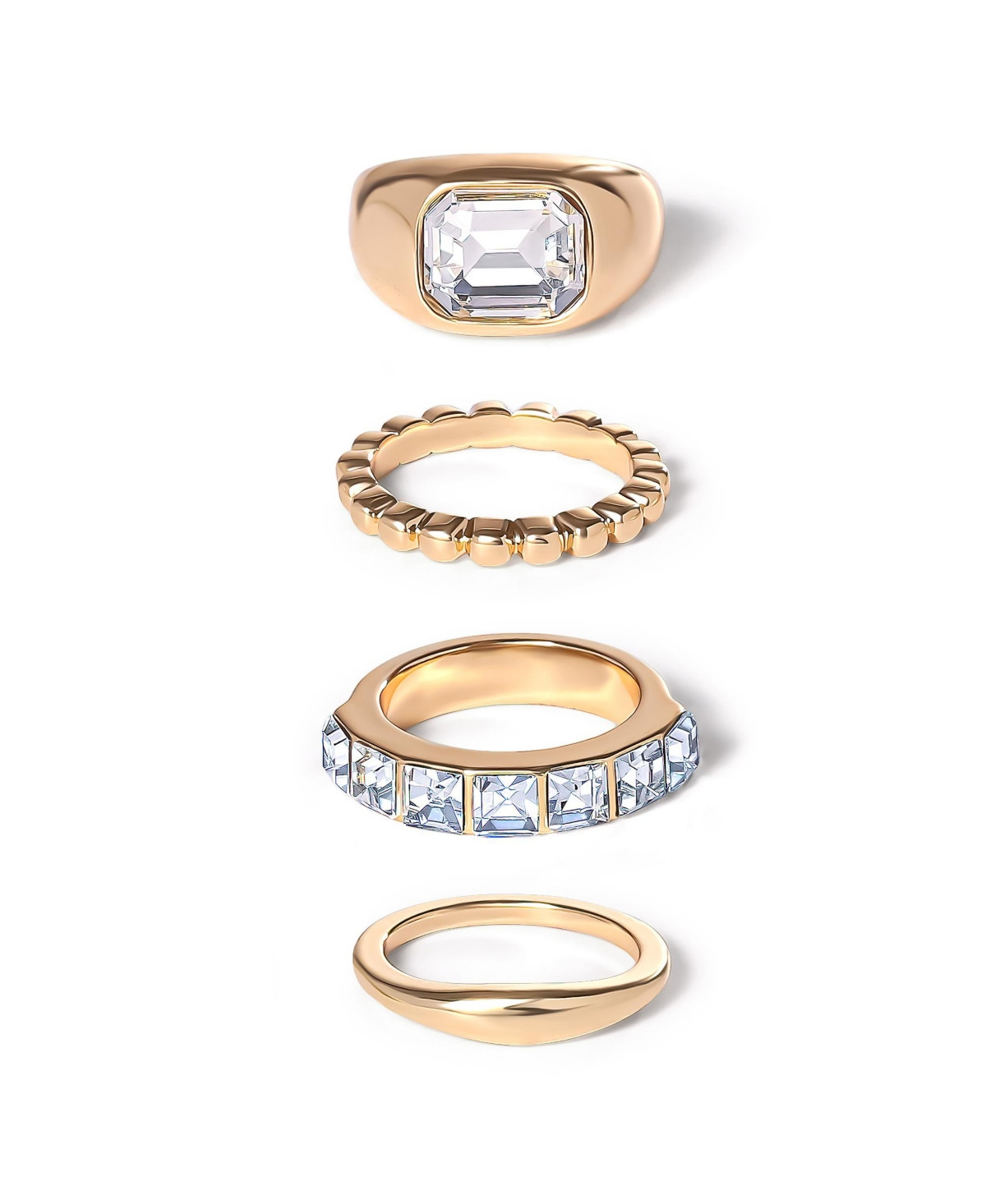 Jessica Simpson 4-Piece Textured Gold-Tone Ring Set - Gold | Macy's