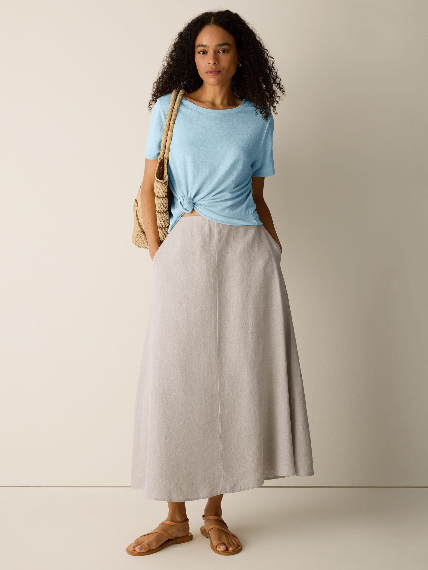 Organic Linen Jersey Crew Neck Tee | Eileen Fisher