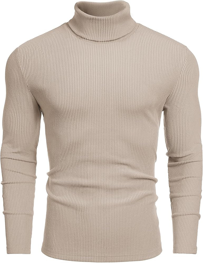 COOFANDY Mens Knitted Turtleneck Long Sleeve Turtle Neck Ribbed Pullover Sweater Thermal Casual H... | Amazon (US)