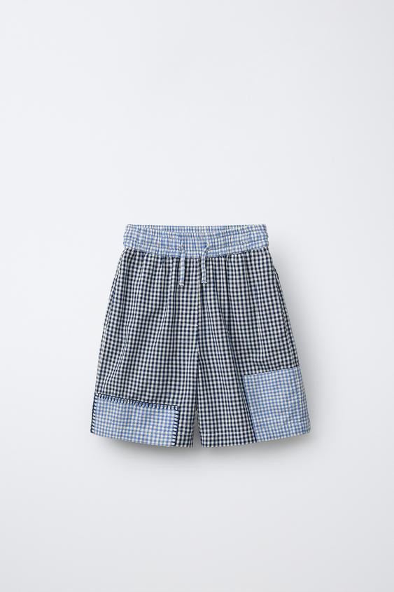 SHORT IMPRIMÉ CARREAUX VICHY PATCHWORK | Zara FR