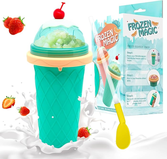 Slushie Cup, Smoothie Cups with Lids & Straws, Slushy Cup for Juices, Milk and Ice Cream Make, Po... | Amazon (US)