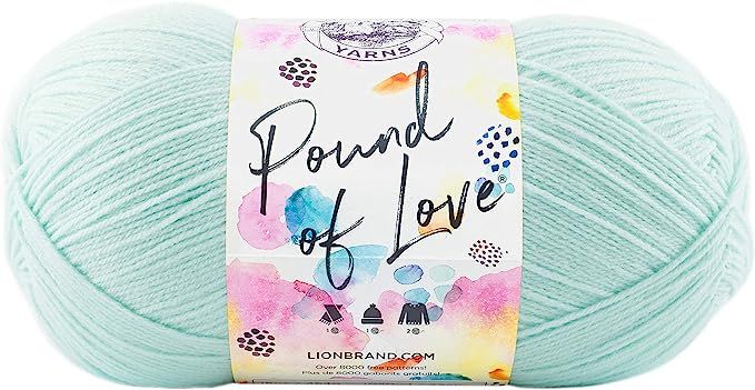 Lion Brand Yarn 550-156A Pound of Love Yarn, One Size, Pastel Green | Amazon (US)