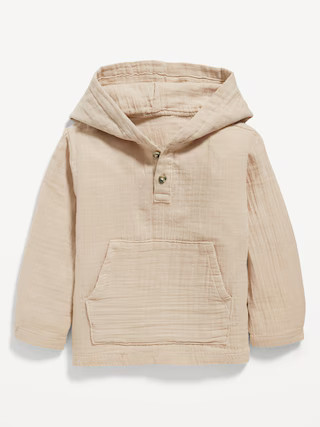 Long-Sleeve Double-Weave Henley Hoodie for Toddler | Old Navy (US)