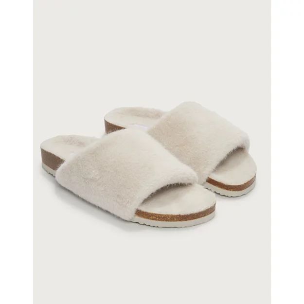 Faux-Fur Cork Slider Slippers | Slippers, Socks & Sleep Accessories | The  White Company | The White Company (UK)