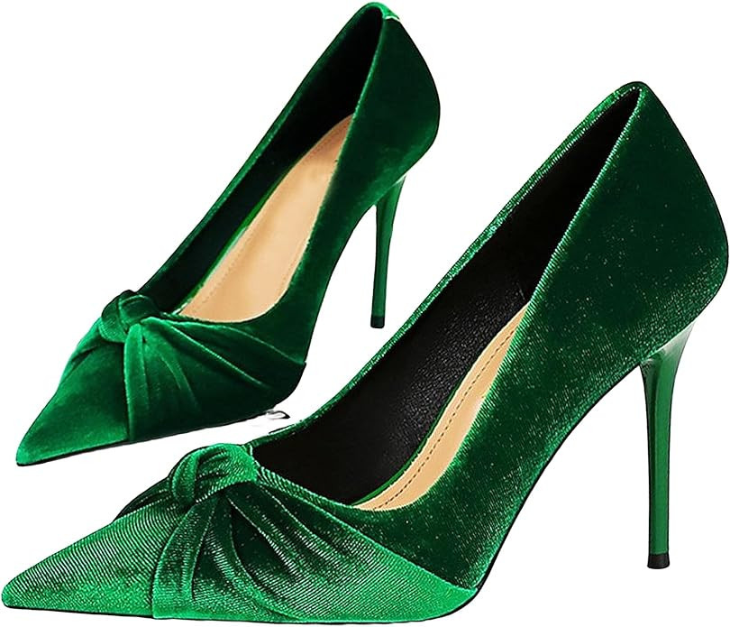 stylewe Velvet Heels for Women, Dressy High Heels with Twist Bow Knot, Stiletto Heels for Women | Amazon (US)