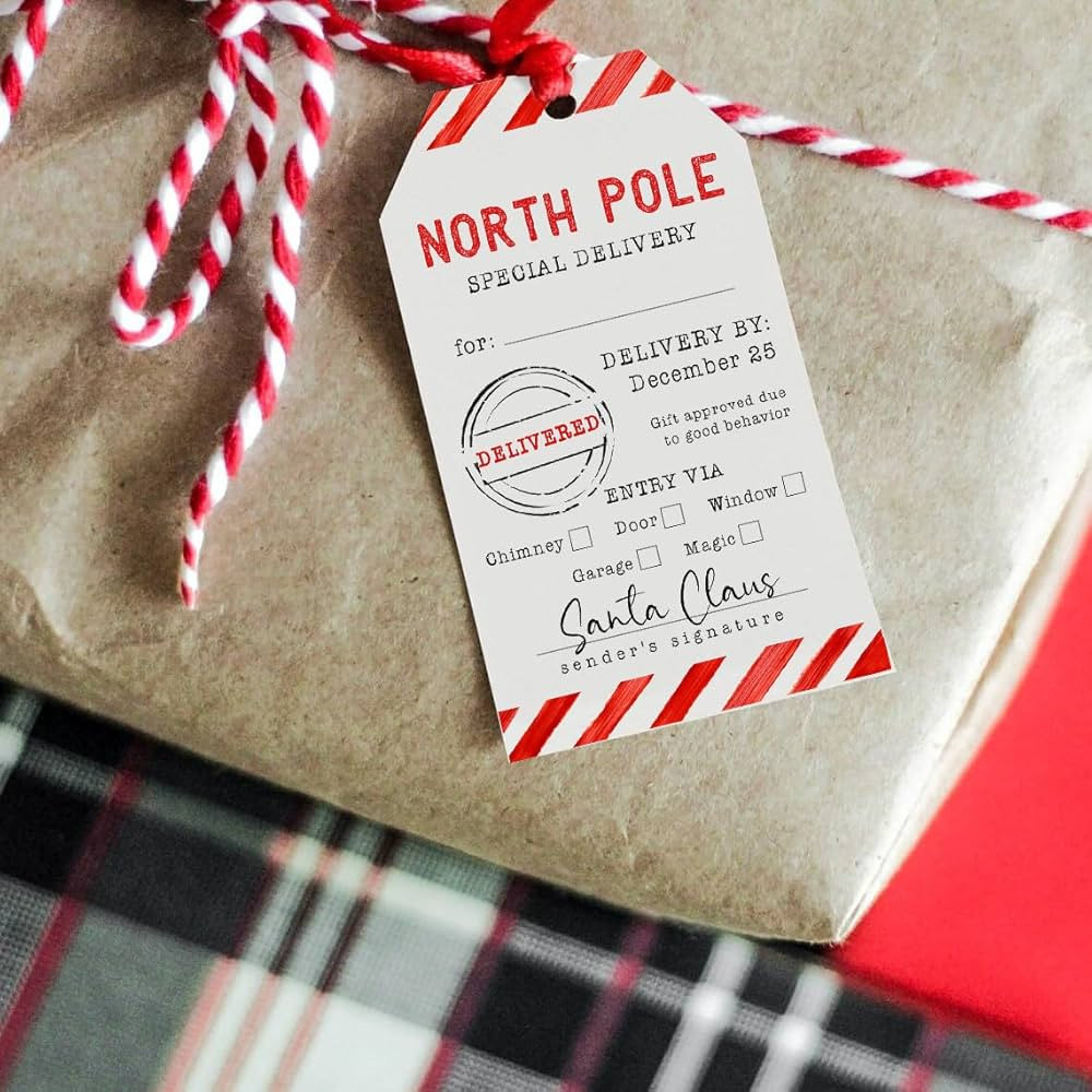 North Pole Christmas Gift Tags from Santa for Women Men Kids Presents Decorations, Christmas Wrap... | Amazon (US)