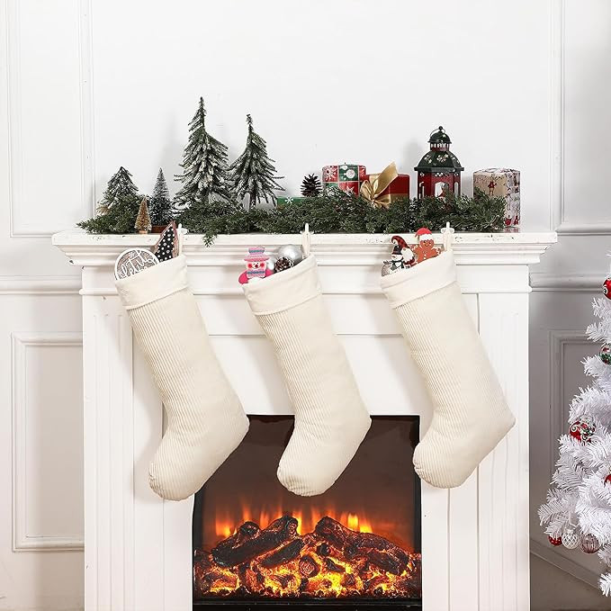 Outus 3 Pcs Velvet Christmas Stockings 19 Inch Large Xmas Stockings with Plush Cuff Fireplace Han... | Amazon (US)