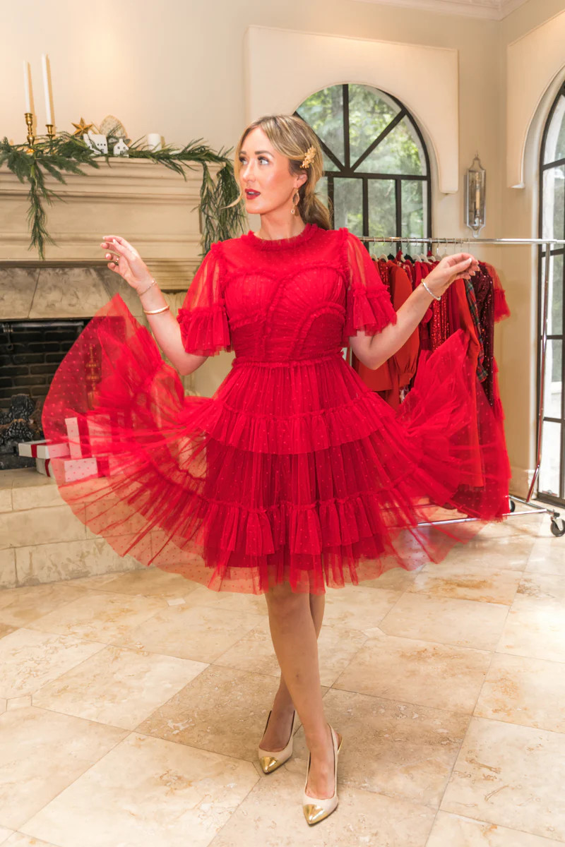 Short Whimsical Dress in Red | Ivy City Co