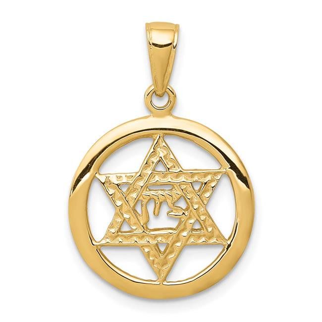 Finest Gold 14K Yellow Gold Jewish Chai In Star of David Pendant | Walmart (US)