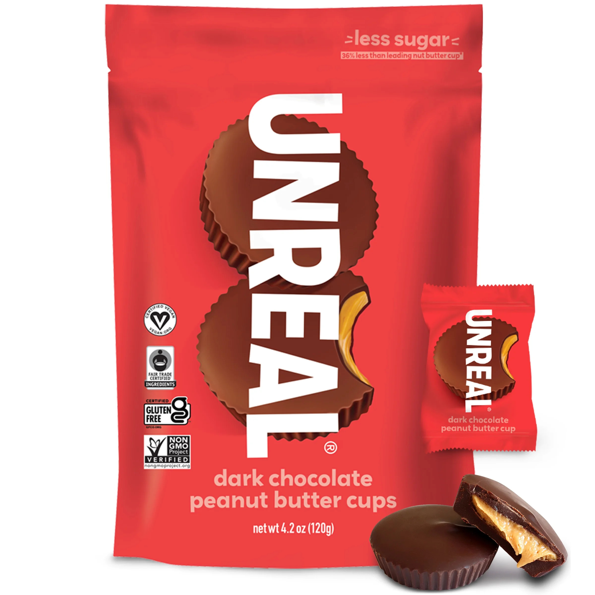 Unreal Dark Chocolate Peanut Butter Cups 4.2 oz | Walmart (US)