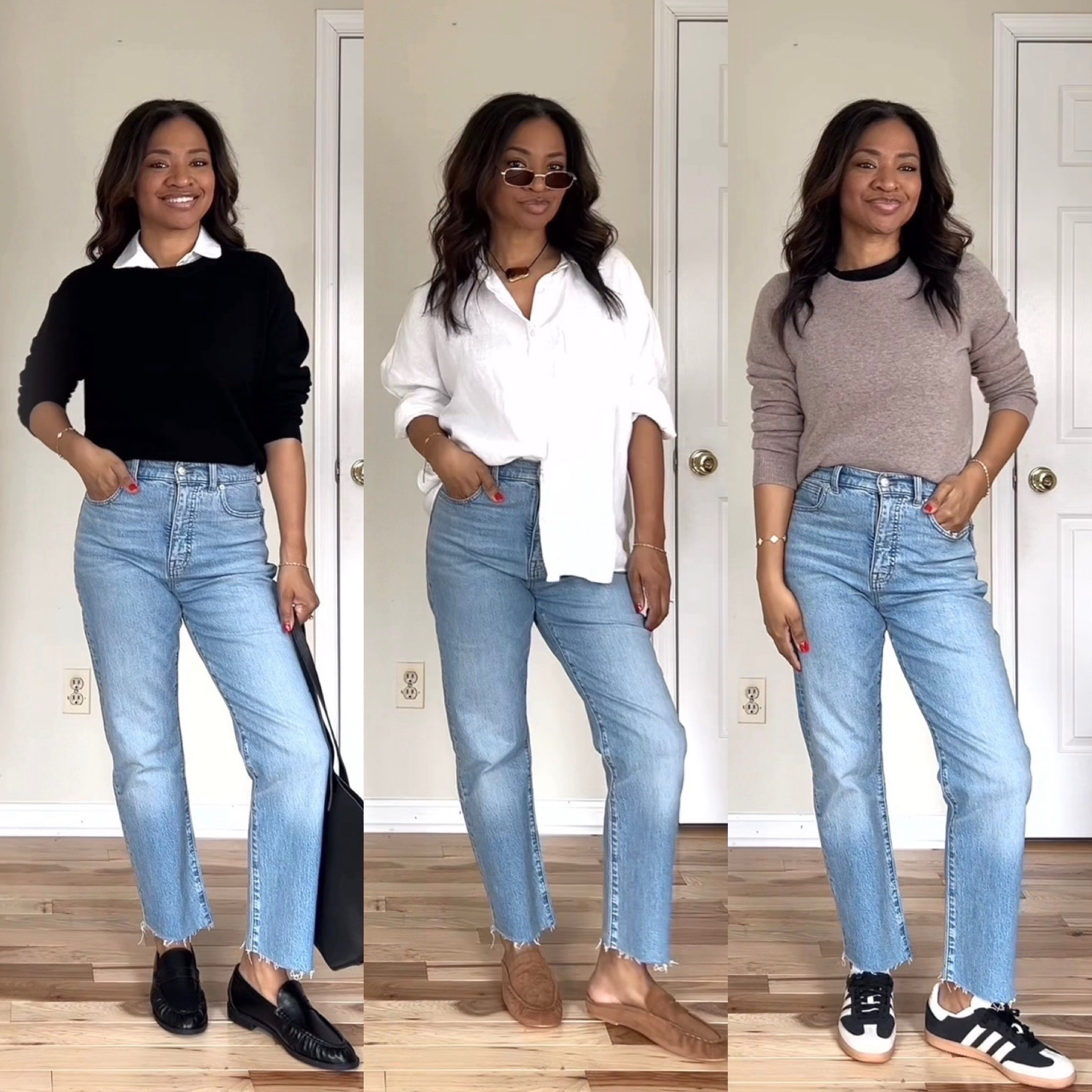 *important!* My jeans are from Madewell from about five years ago so they’re unfortunately no longer in stock. I have linked similar straight leg jeans from various retailers and price points. Anything exact is in the exact links and then anything similar is in the similar links. For reference I wear a size 27 in the jeans and I have cut a small hem at the bottom to make them slightly cropped. My Adidas shoes: I recommend sizing 1/2 down. The tan loafers I recommend sizing one size up as they run small. ￼

#LTKootd #LTKgrwm #LTKOver40