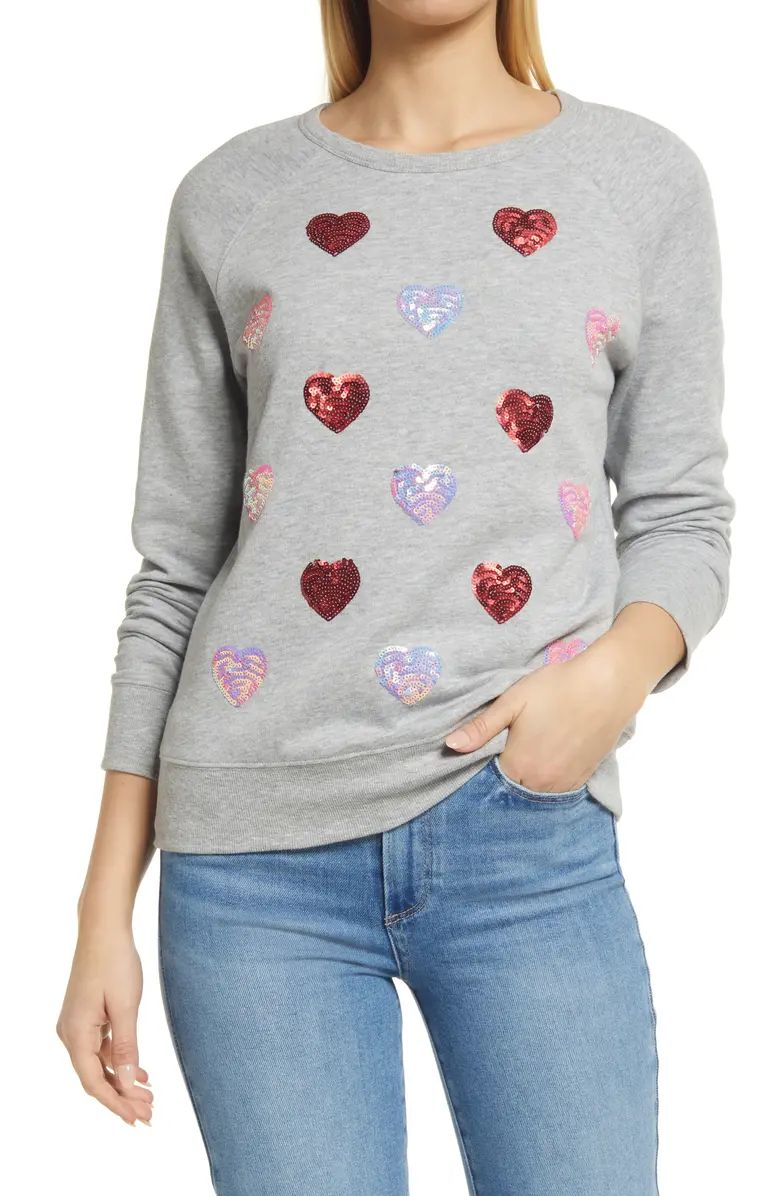 Caslon® Sequin Heart Sweatshirt | Nordstrom | Nordstrom