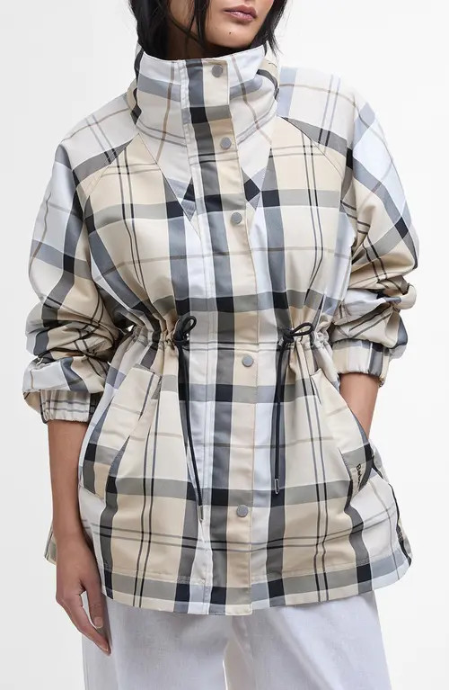 Barbour Suri Check Showerproof Jacket in Safari Dress Tartan/Mist at Nordstrom, Size 12 Us | Nordstrom