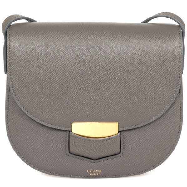 Celine Trotteur Small Gray Grained Calfskin Leather Crossbody Handbag | Bed Bath & Beyond