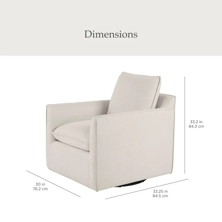 My Texas House Briar Swivel Accent Chair, Cream Linen | Walmart (US)