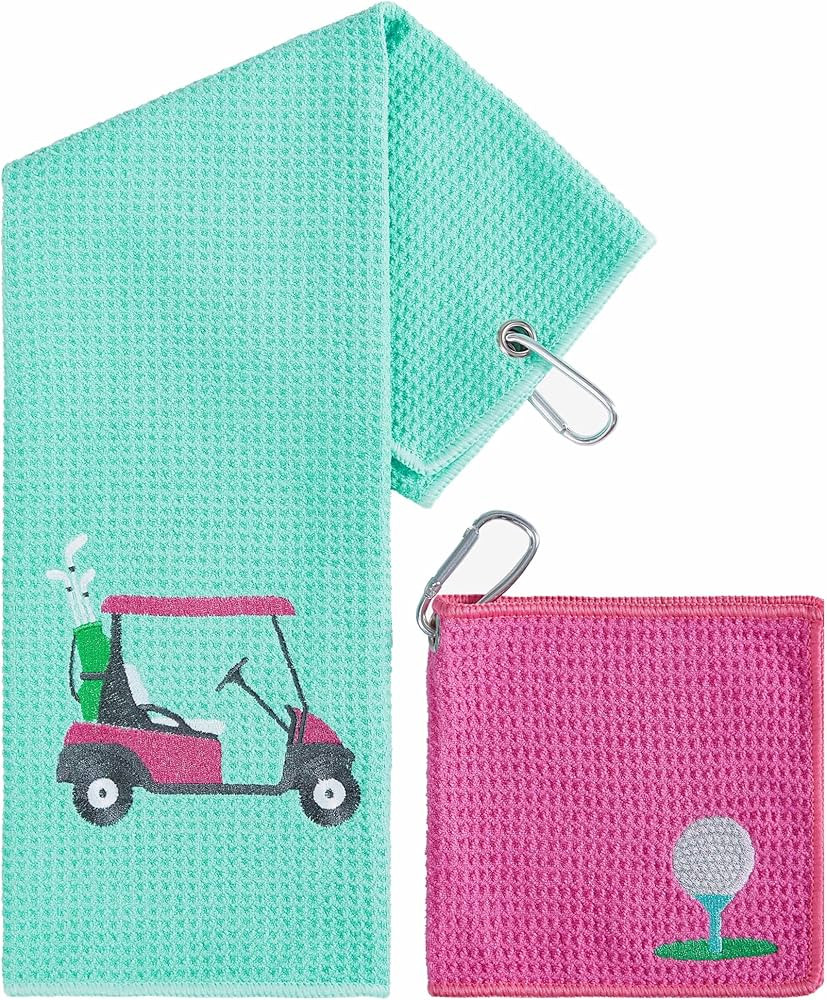 Golf Cart and Golf Tee Towel, Large Embroidered Towel with Carabiner Clip, Small Towel for Golf B... | Amazon (US)
