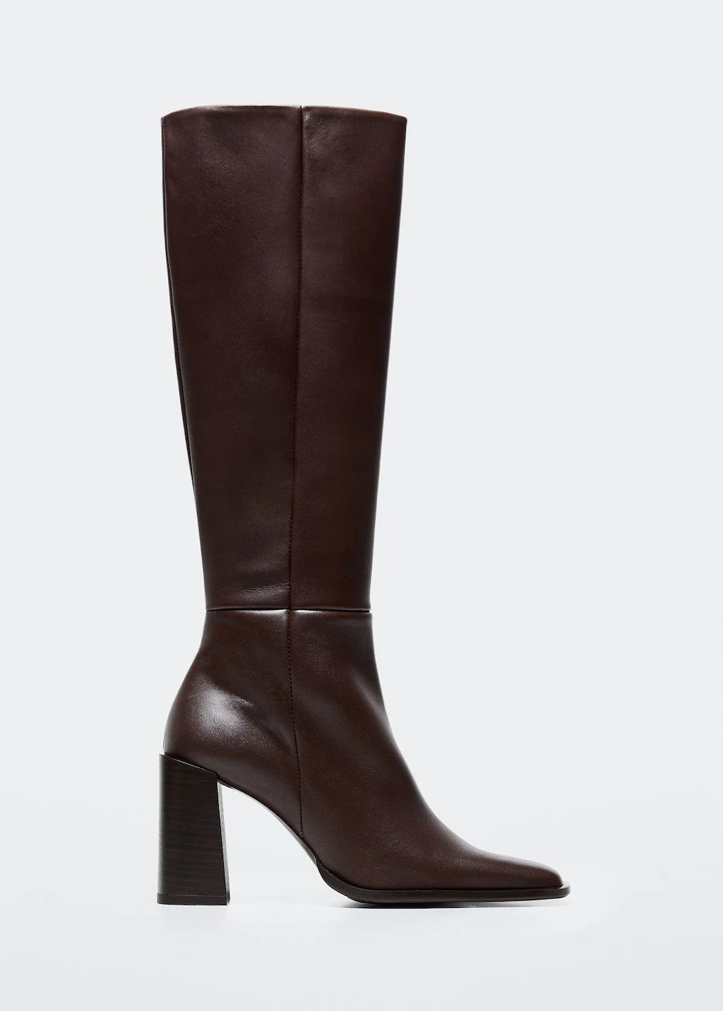 Square-toe leather boot -  Women | Mango USA | MANGO (US)