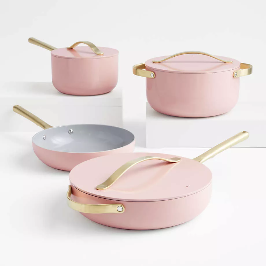 Caraway Home 7-Piece Rose Quartz Pink Ceramic Non-Stick Cookware