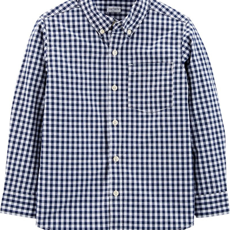 Gingham Poplin Button-Front Shirt | Carter's
