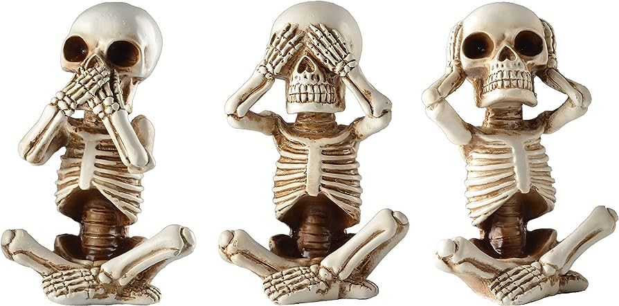 JORAE Skeletons Statue Hear See Speak No Evil Baby Halloween Figurines Home Decorative, Set of Th... | Amazon (US)