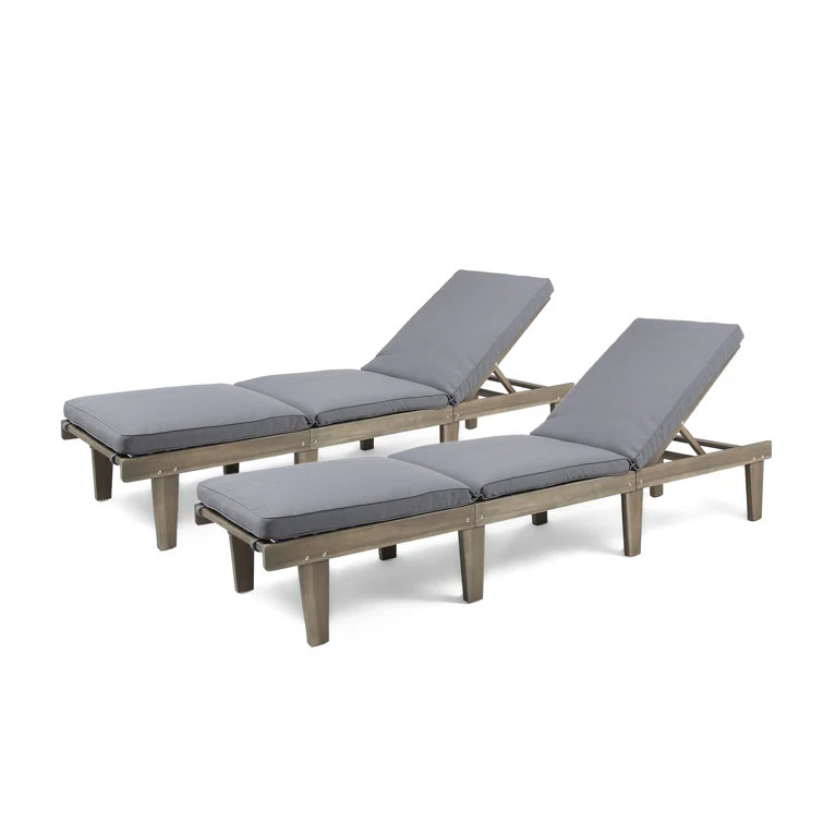 Dellwood Outdoor Acacia Chaise Lounge (Set of 2) | Wayfair North America