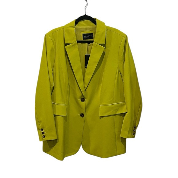 Eloquii chartreuse green two button blazer size 22 NWT | Poshmark