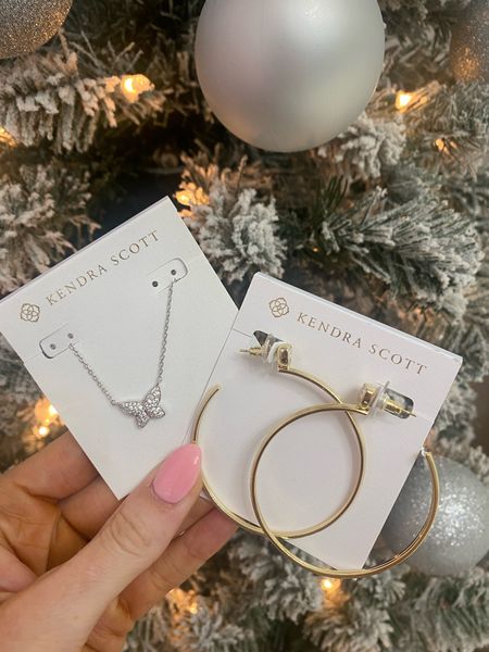 New Kendra Scott winter jewelry, butterfly crystal necklace, gold hoops, holiday looks, holiday jewelry 

#LTKstyletip #LTKSeasonal #LTKHoliday