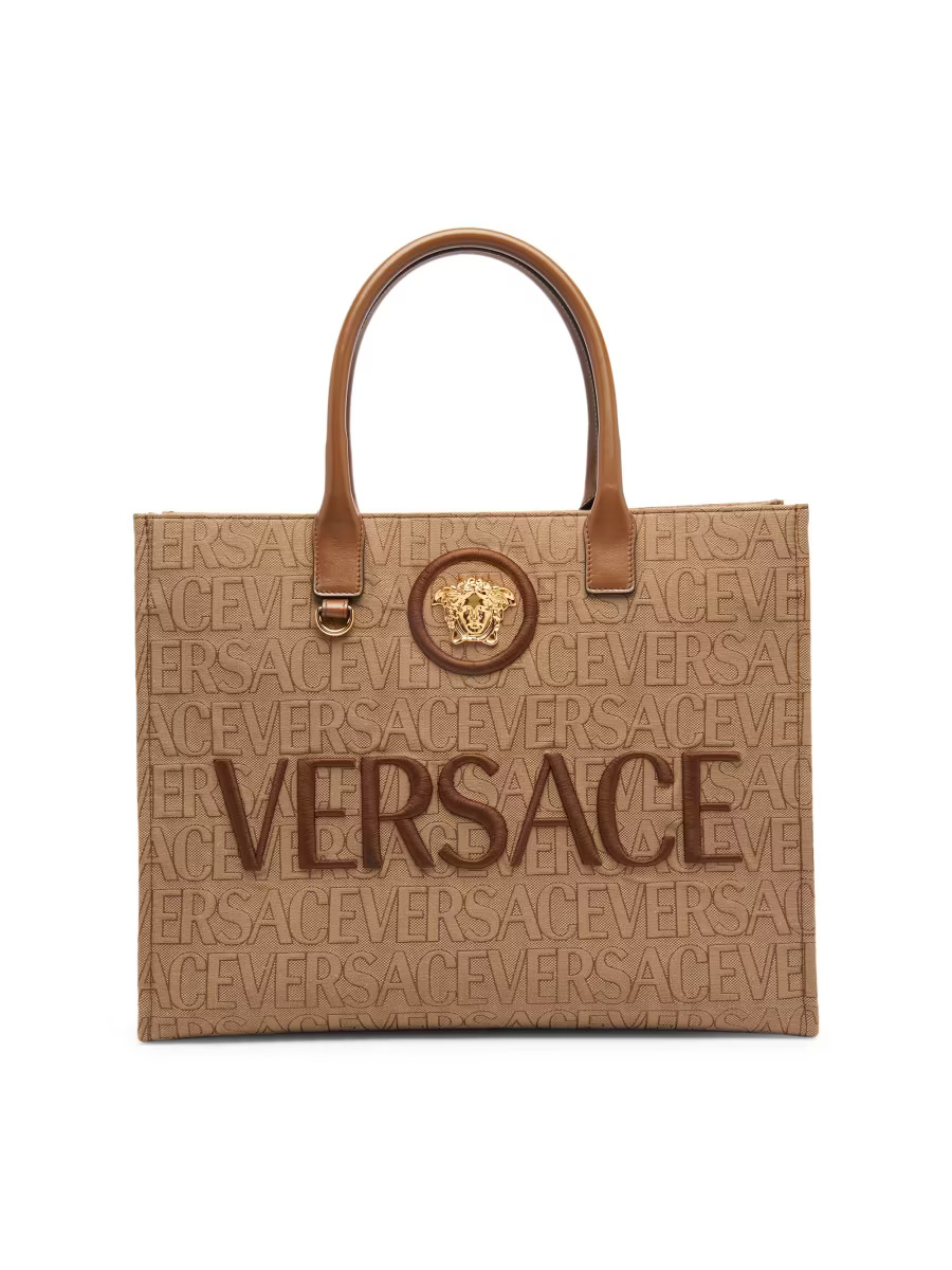 La Vacanza Medusa Monogram Canvas Tote Bag | Saks Fifth Avenue