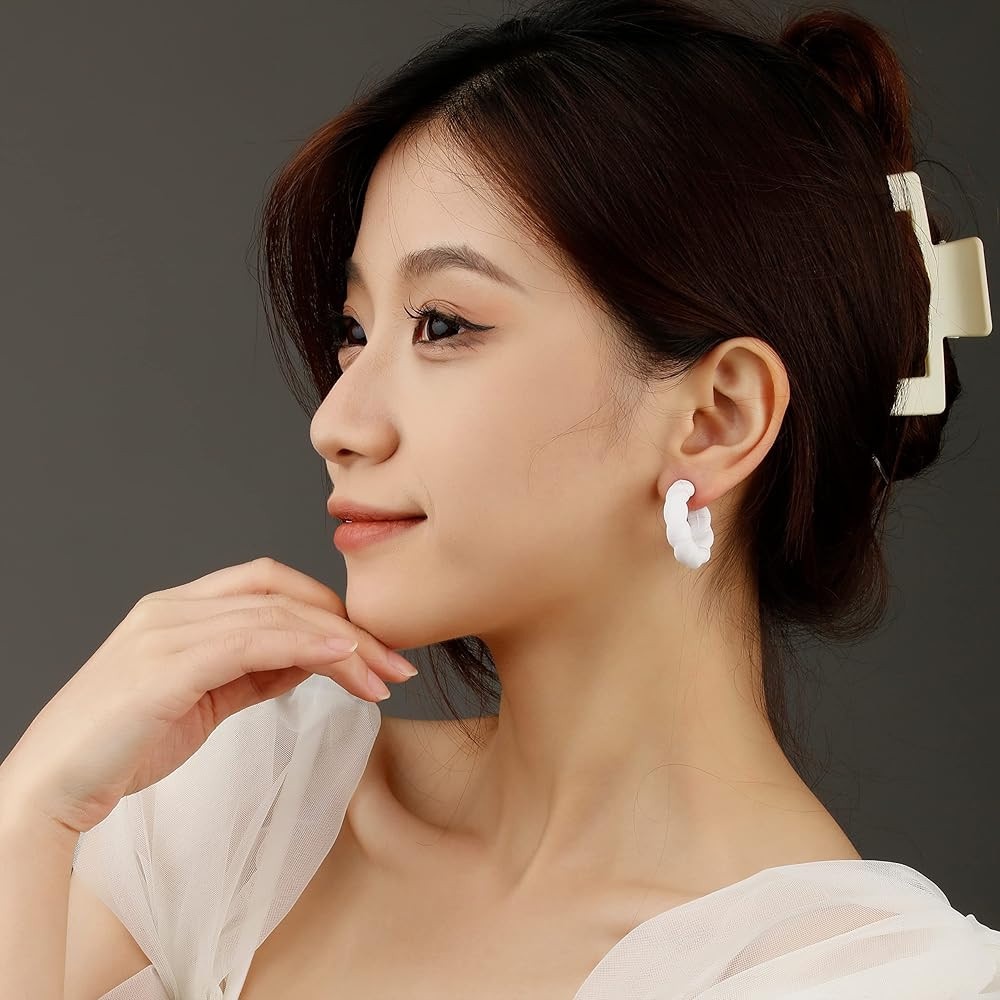 RUOFFETA Twisted Rope Round Hoop Earrings, Lightweight C Shape Candy Earrings for Women Girls | Amazon (US)