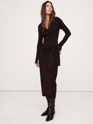 Sculpted Tie-Front Midi Dress | Banana Republic (CA)